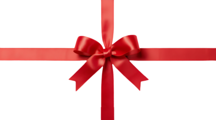 Red gift ribbon bow isolated on white background for holiday present celebration and decoration design illustration