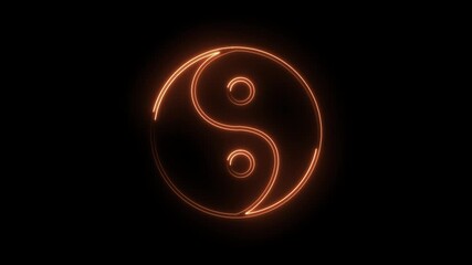 Animated golden yin yang symbol glowing with energy on black background representing balance and harmony