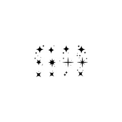 Star icons. Twinkling stars. Sparkles, shining burst. Christmas vector symbols isolated. Retro futuristic sparkle icons collection.