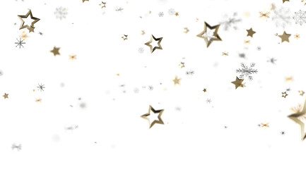 Festive winter background with gold stars and snowflakes. Perfect for holiday designs.