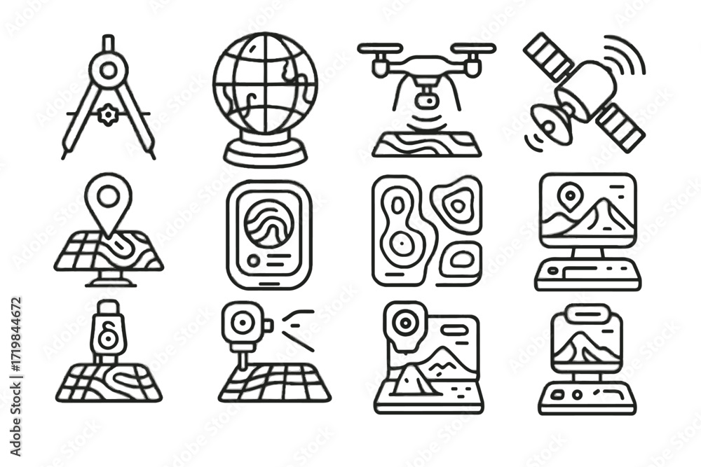 Poster futuristic compass mapping virtual vector holographic measuring data topography icons mapper icon