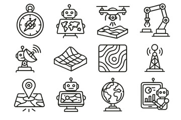 Grid vector ai console robotic elevation pin survey icon globe holographic icons