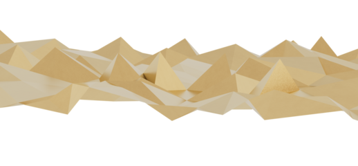 High-resolution image of an abstract gold geometric low poly landscape. Perfect for backgrounds, presentations, and design projects.