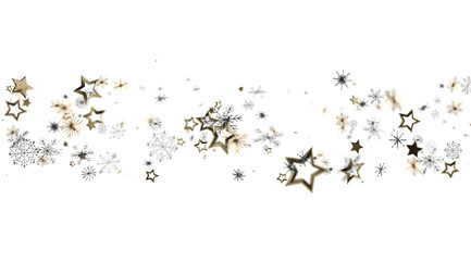 Festive winter background with gold and silver stars and snowflakes. Perfect for holidays, celebrations, and winter themes.