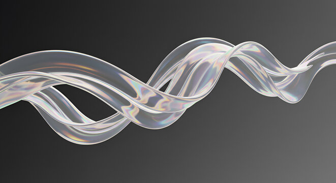 Iridescent ribbon flowing gracefully against a sleek dark backdrop