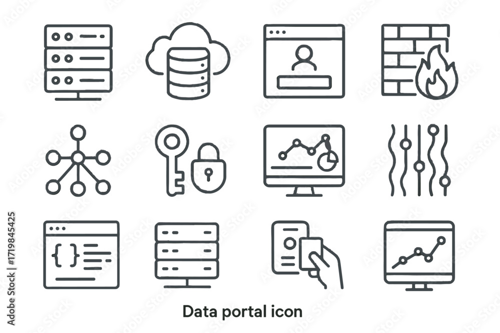 Poster vector dashboard data interface cloud icon panel icons portal analytics stack streams