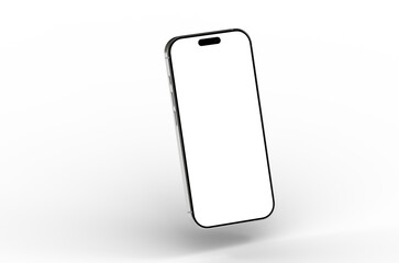 High-quality image of a modern smartphone with a blank screen, perfect for app presentations, website mockups, and technology-related designs.  Clean and minimalist.