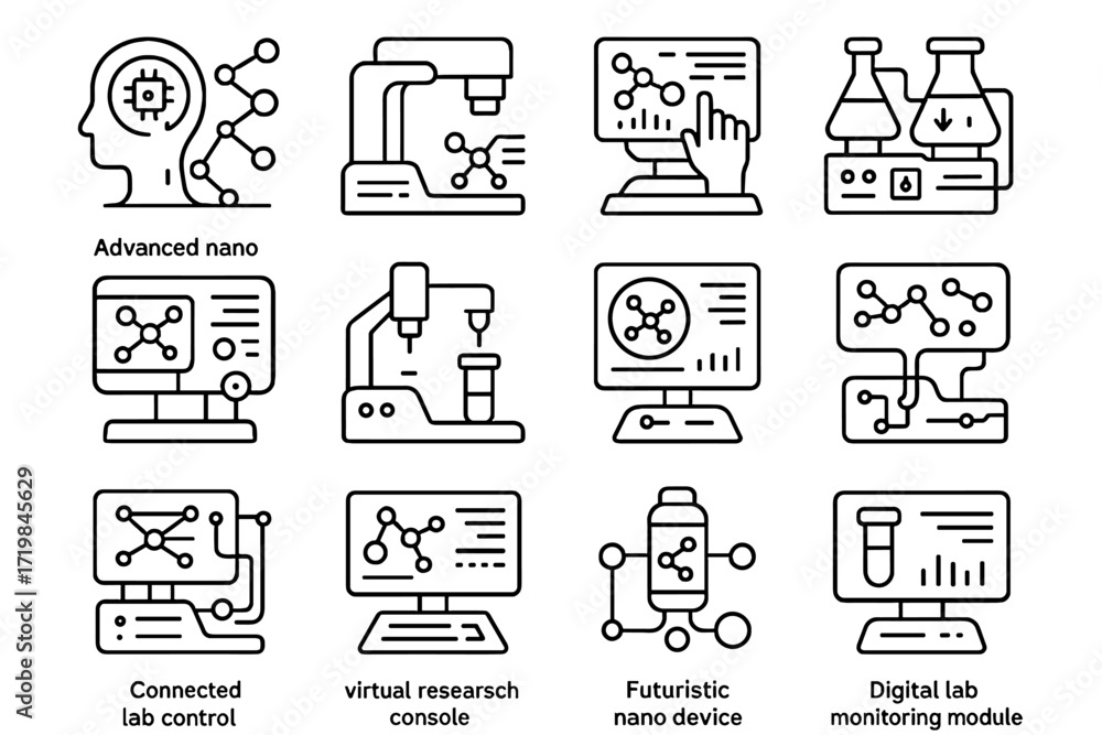 Poster reaction futuristic advanced control icon interactive smart dispenser responsive vector nano hub