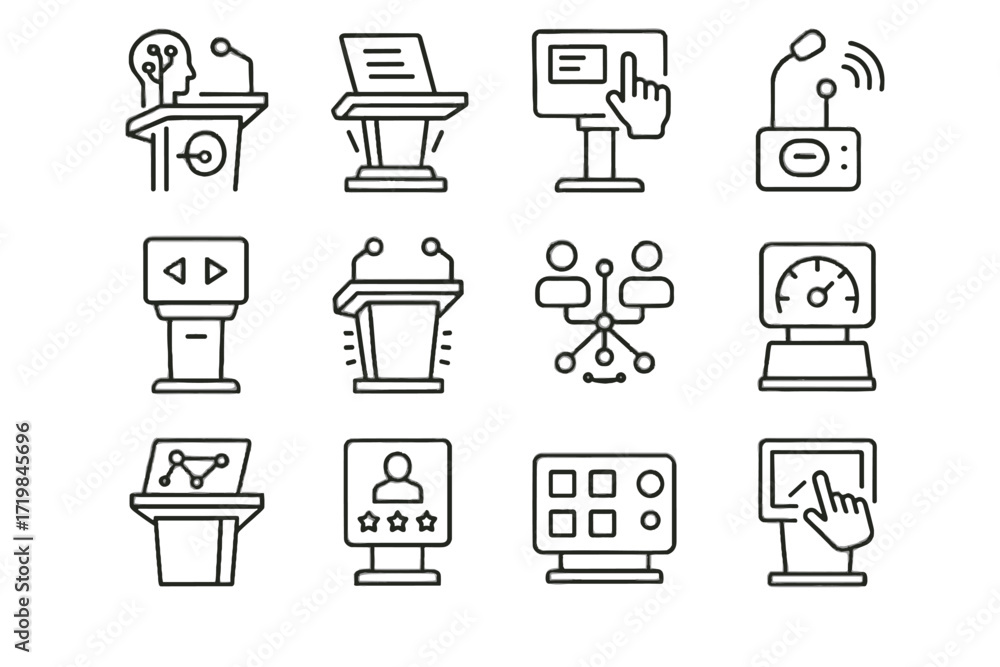 Poster icon icons overlay vector podium futuristic module microphone panel interactive tracker