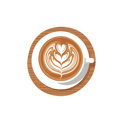 Latte Art Coffee Cup Illustration Vector