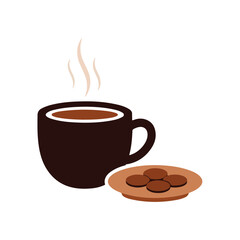 Minimalist Coffee and Cookie Illustration Vector