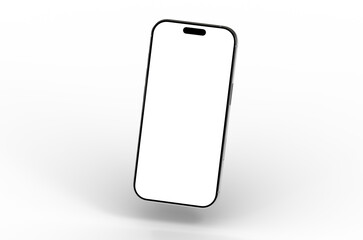 High-quality photo of a modern smartphone with a blank screen, perfect for app presentations or website mockups. Clean and professional.