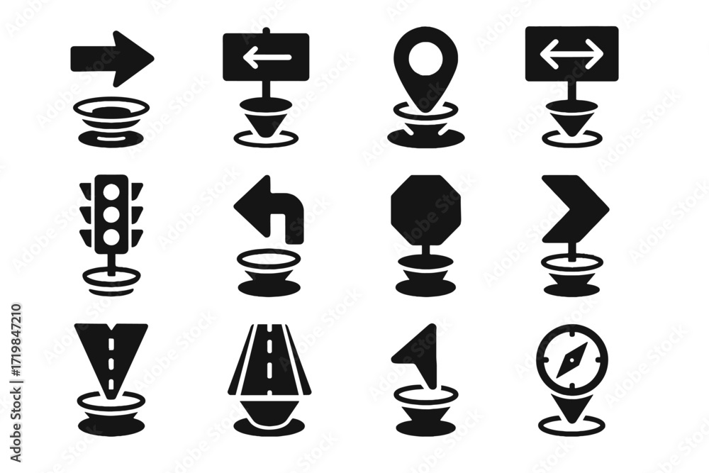 Poster pointer hologram stop icons highlight holographic navigation virtual sign vector icon digital