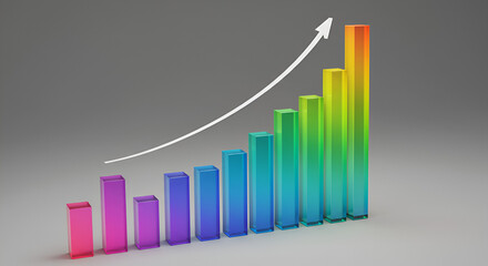 Vibrant ascending columns, representing innovative progress and growth analysis