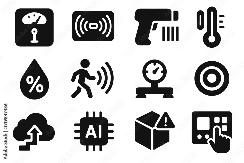 Poster weight monitoring package vector indicator proximity interactive load sensor supply icon virtual