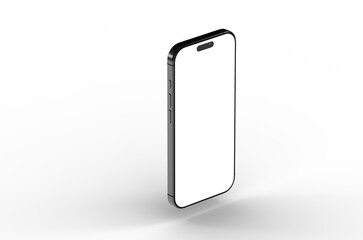 High-quality image of a black smartphone with blank screen, perfect for app presentations or website mockups.