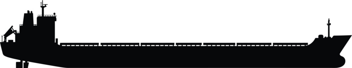 Modern cargo ship silhouette vector illustration for shipping and maritime projects