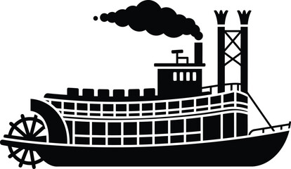 Classic paddle steamboat vector illustration scalable eps icon for nautical designs
