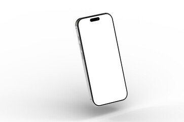 High-quality stock photo of a modern smartphone with a blank screen, perfect for app presentations and website designs.  Isolated on white background.