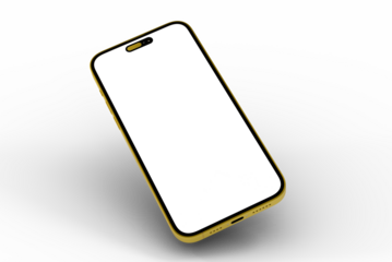 High-quality image of a yellow smartphone with a blank screen, perfect for app presentations or website mockups.