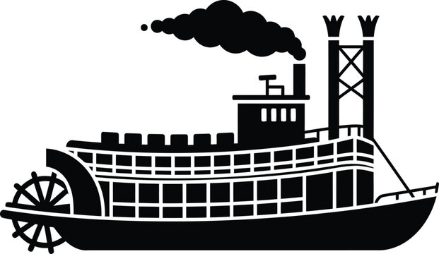Classic paddle steamboat vector illustration scalable eps icon for nautical designs