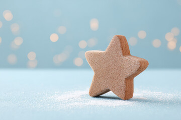 cardboard star glimmers softly against beautifully blurred bokeh background creating depth