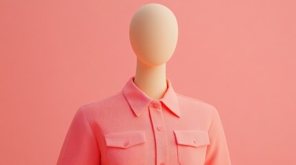 Studio shot of a light coral shirt on a mannequin