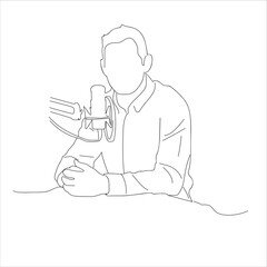 Podcast Man Vector, man doing podcast. line art