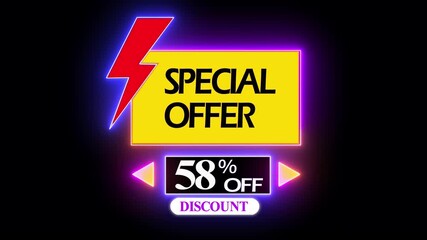 Special Offer 58 Percent Off Discount with Creative Brush Stroke Animation, Modern Sale Banner, Business Promotion Concept for Marketing and Advertising.