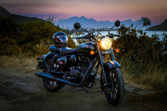 Rio de Janeiro, Brazil - February 20, 2025 - Royal Enfield Classic 350 Motorcycle
