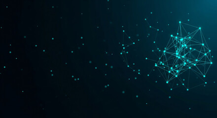 Dynamic network connection with glowing nodes for technology innovation and digital business solutions