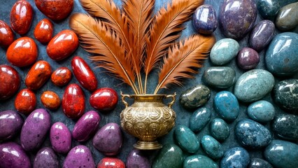 Artistic Scene of Stones and Containers