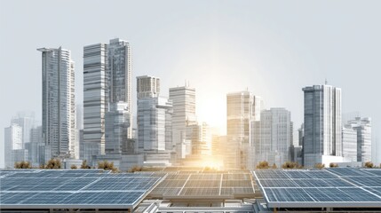 solar panels modern city skyline