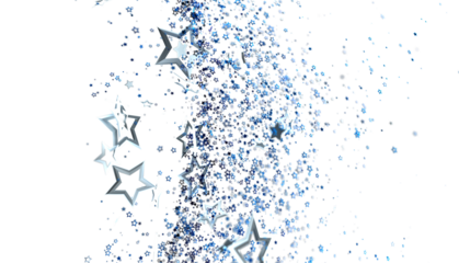 Magical blue star burst background perfect for celebrations, holidays, and festive designs.  Sparkling stars on white.