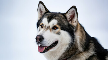 Obraz premium Closeup of a majestic alaskan malamute with a thick coat, showcasing its distinctive markings and intelligent expression, isolated on white background