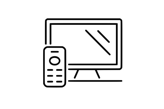 black tv and remote control icon clip art preview