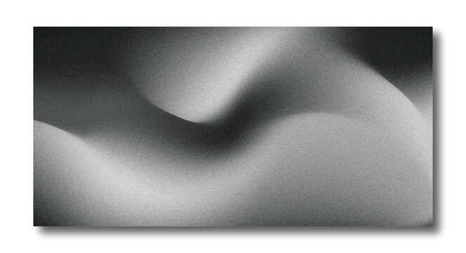 Abstract Soft Monochrome Wavy Gradient Background with Smooth Curves and Grain 
