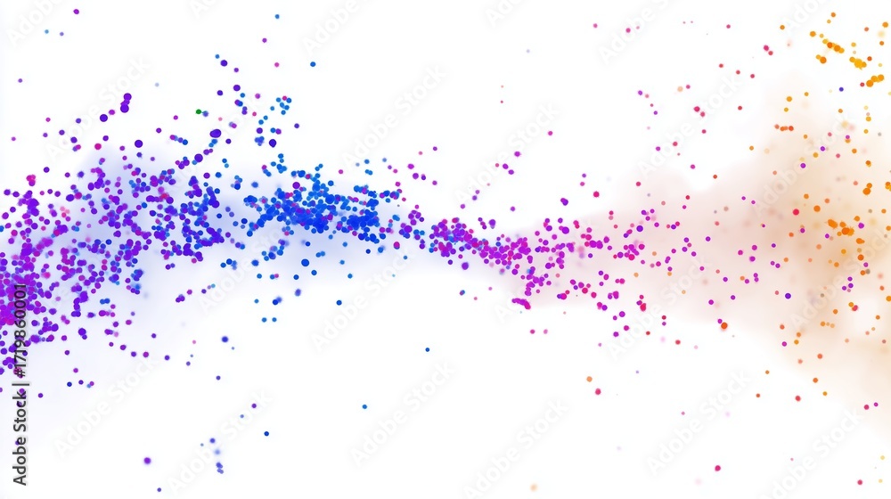 Poster colorful particles create an abstract pattern in a vibrant display of motion
