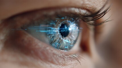 digital interface human eye close up