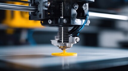 3d printer nozzle yellow plastic creation