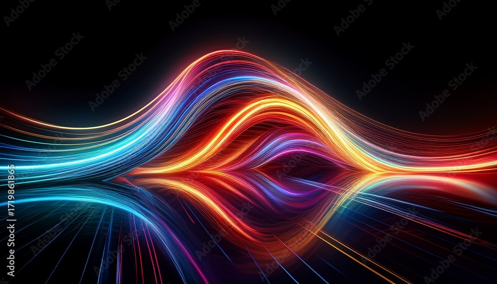 Poster abstract curve light trails colorful luminous long exposure motion shape high speed light streaks ef