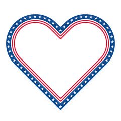 Heart Shape with Stars and Stripes. American Flag Border with Stars and Stripes.