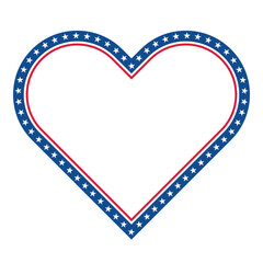 Heart Shape with Stars and Stripes. American Flag Border with Stars and Stripes.