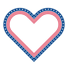 Heart Shape with Stars and Stripes. American Flag Border with Stars and Stripes.
