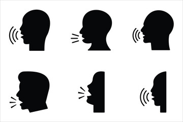 Speaking icon set. Talk person sign or symbol , editable icons, can be used in logo, UI and web design, Flat illustration of vector icon on white background.