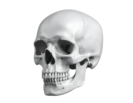 A detailed anatomical skull model showcasing intricate features and realistic textures in a neutral background.