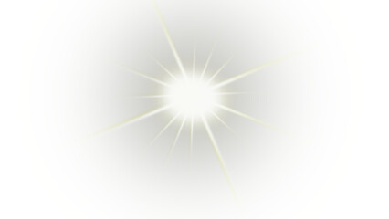 Bright White Light Burst with Glowing Rays on Transparent Background – Radiant Sun Flare or Star Glow Effect for Highlight, Illumination, and Energy Design