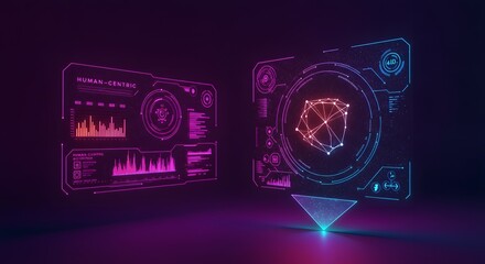 Futuristic Human-Centric Technology Interface with Brain Network Visualization