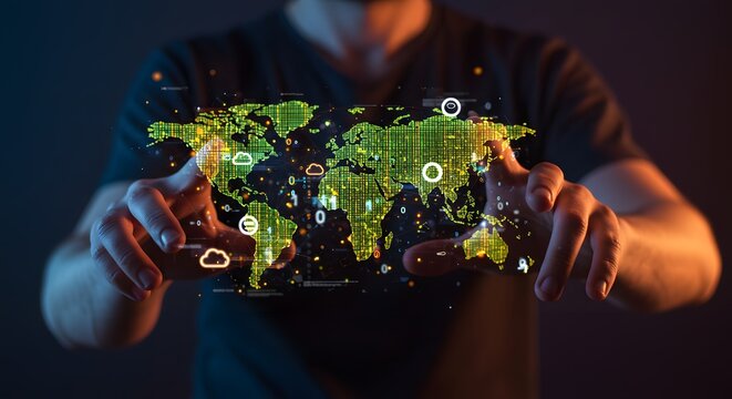 Global Digital Network and Data Visualization