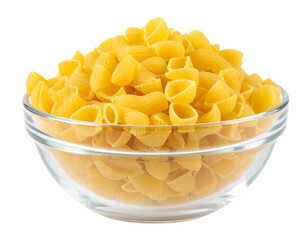Dry Macaroni Pasta Arrangement – Glass Bowl and Scattered Pasta PNG for Food Design